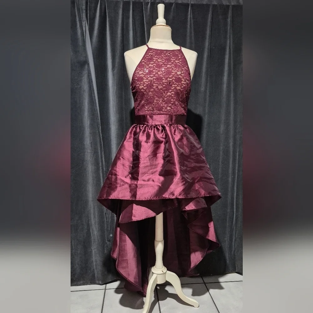 Emerald Sundae Burgundy Lace Kids Dress